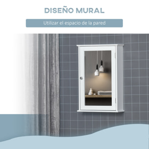 Armario de Baño con Espejo Armario con Espejo para Baño con 1 Estente de Almacenamiento Mueble para Baño Estilo Moderno 41x14x60 cm Blanco