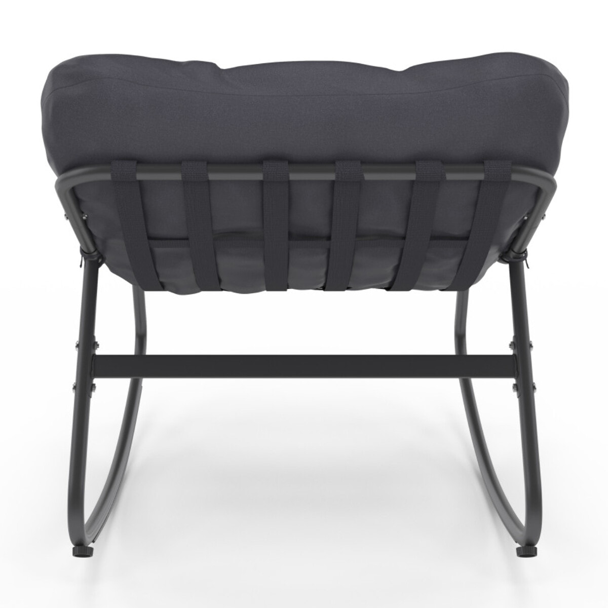 Fauteuils de jardin à bascule avec coussin gris - lot de 2