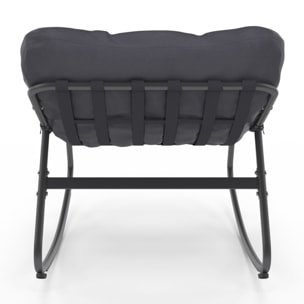 Fauteuils de jardin à bascule avec coussin gris - lot de 2
