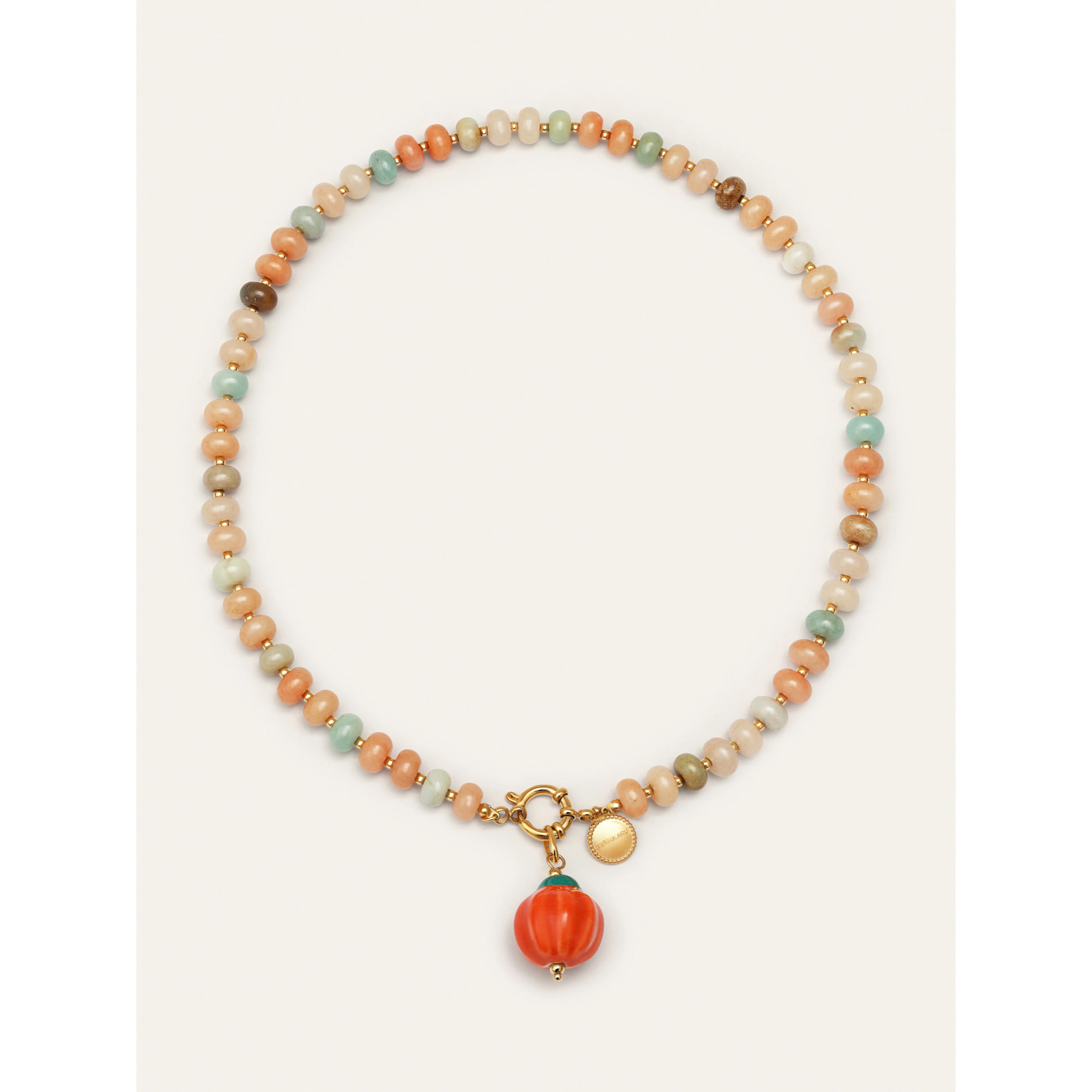 Collar Pumpkin Stones Acero Baño Oro