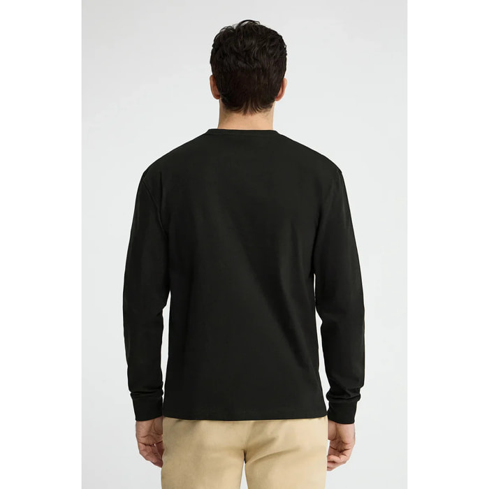 Maglietta nera a maniche lunghe, fit dritto con ricamo Rigby Go