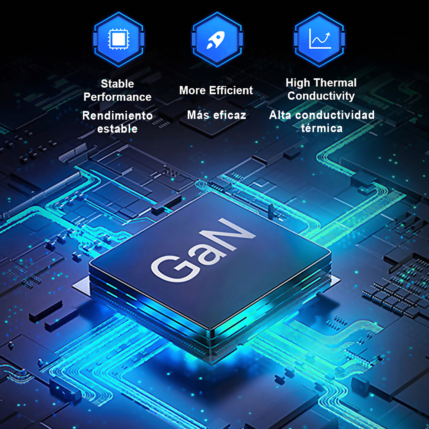 DAM Cargador USB con salida PD100W + PD30 + doble QC3.0 18W. Enchufe US/EU. 6x3x6,5 Cm. Color: Blanco