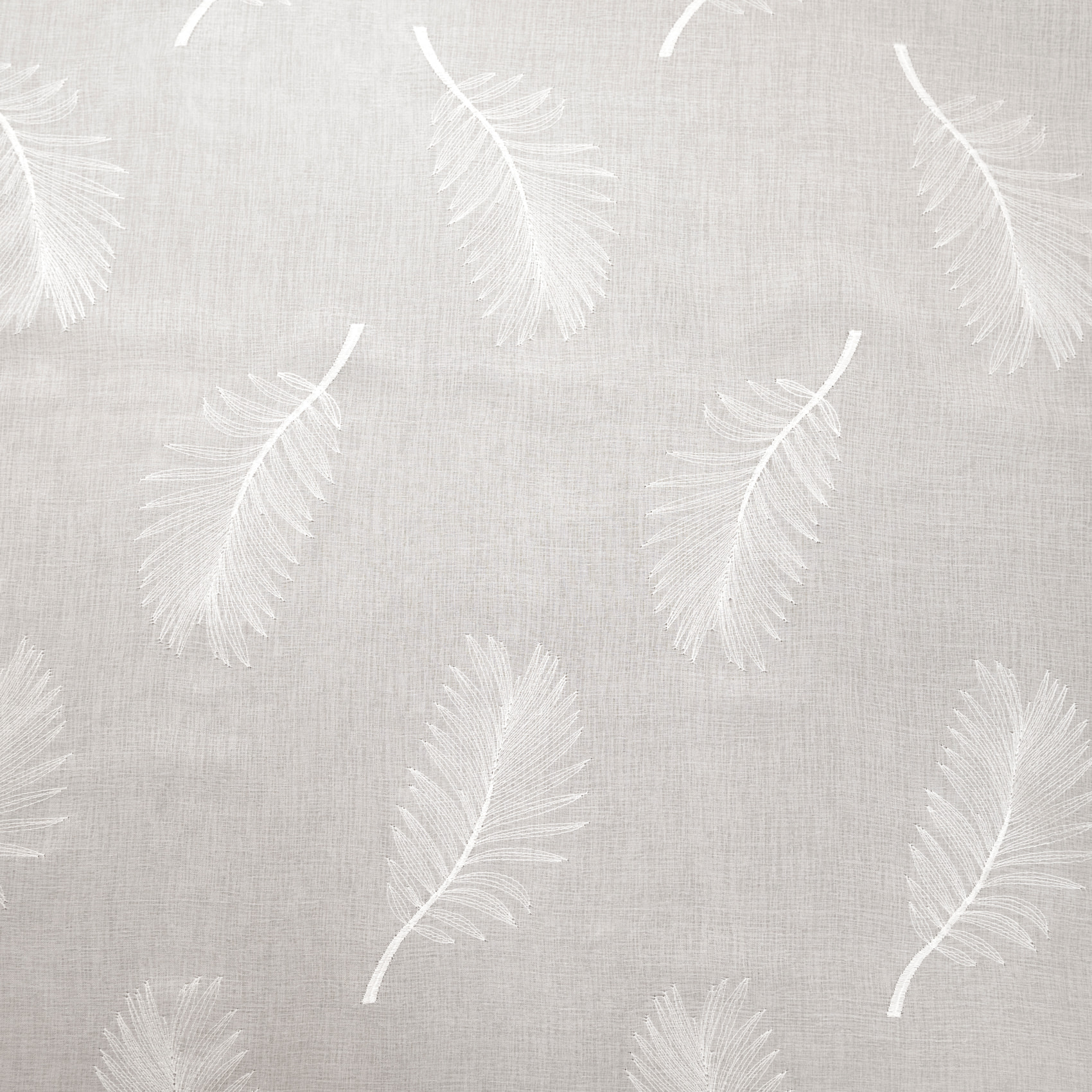 Voilage brodé à motifs feuilles - Blanc cassé