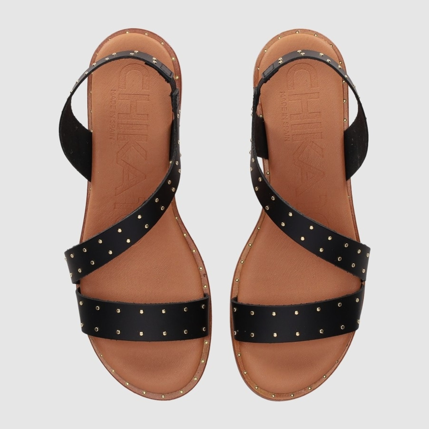 Sandalias de Piel - Negro - Tacón: Bajo