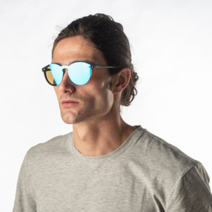 Gafas de sol PALO ALTO RIGA - Negro mate / Plana revo azul cielo