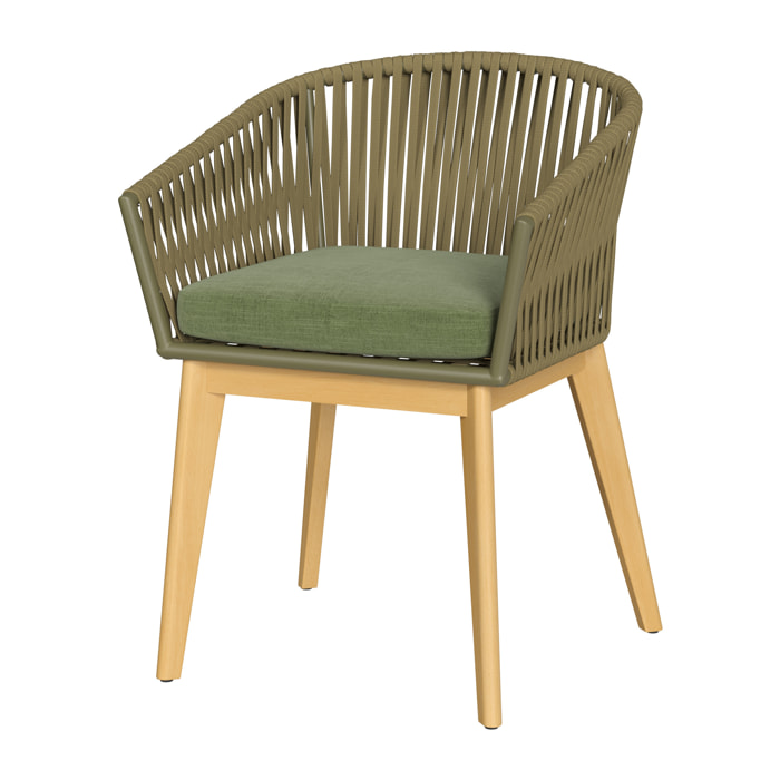 Chaise de jardin Olive en tissu vert et bois