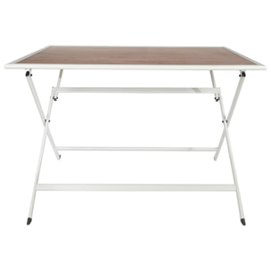Table Metal Blanc Effet Bois Barcelone 110x70 M1
