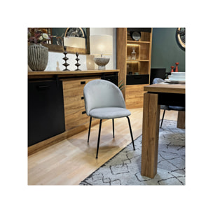Chaise de repas tissu velours dossier capitonné pieds métal – CLEA 2