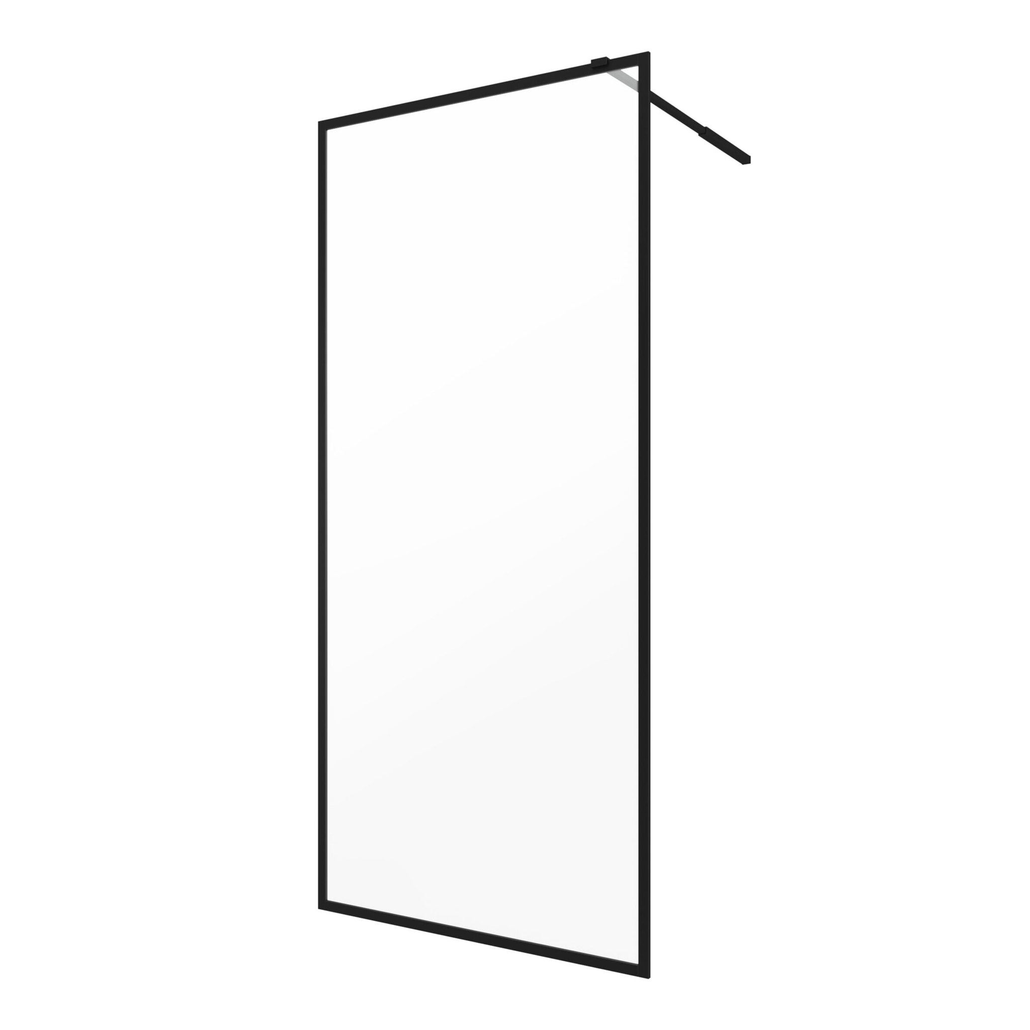 Paroi de Douche 90x200 cm - Cadre et Bras Aluminium NOIR MAT - DARK CONTOURING