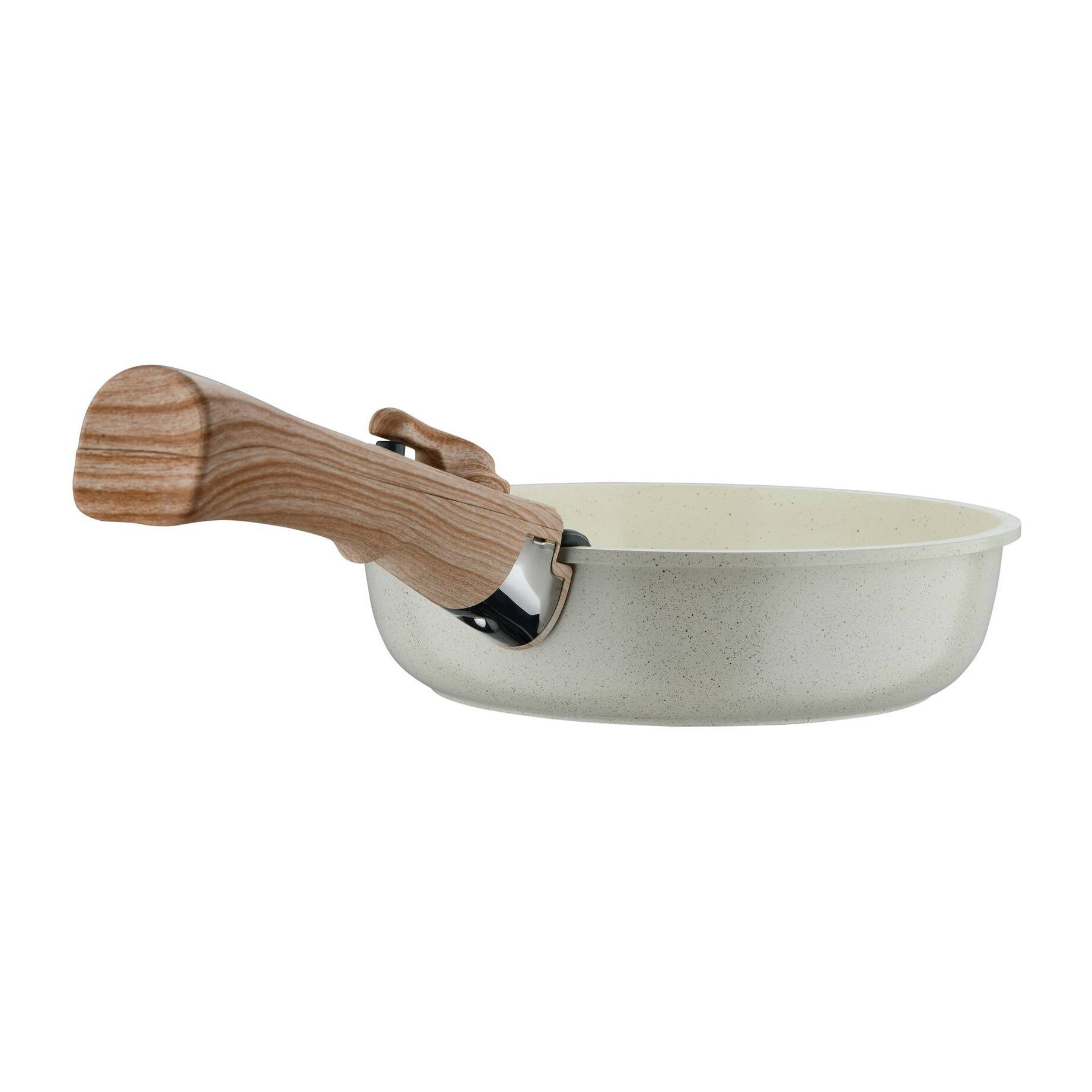 juego de 2 sartenes ø22ø26cm aluminio fundido blanco + mango desmontable