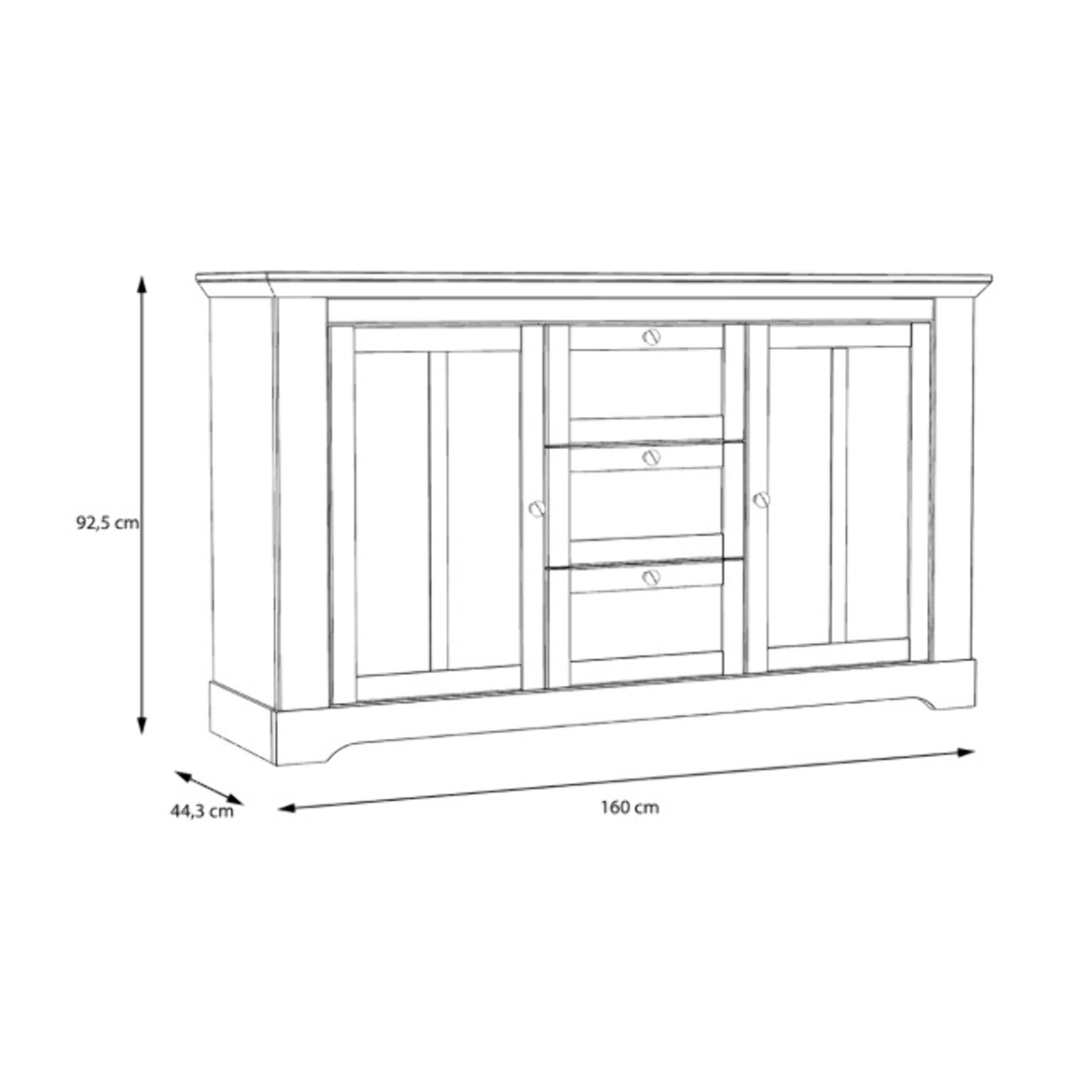 Buffet en bois effet chêne clair blanchi L160cm - ILONA