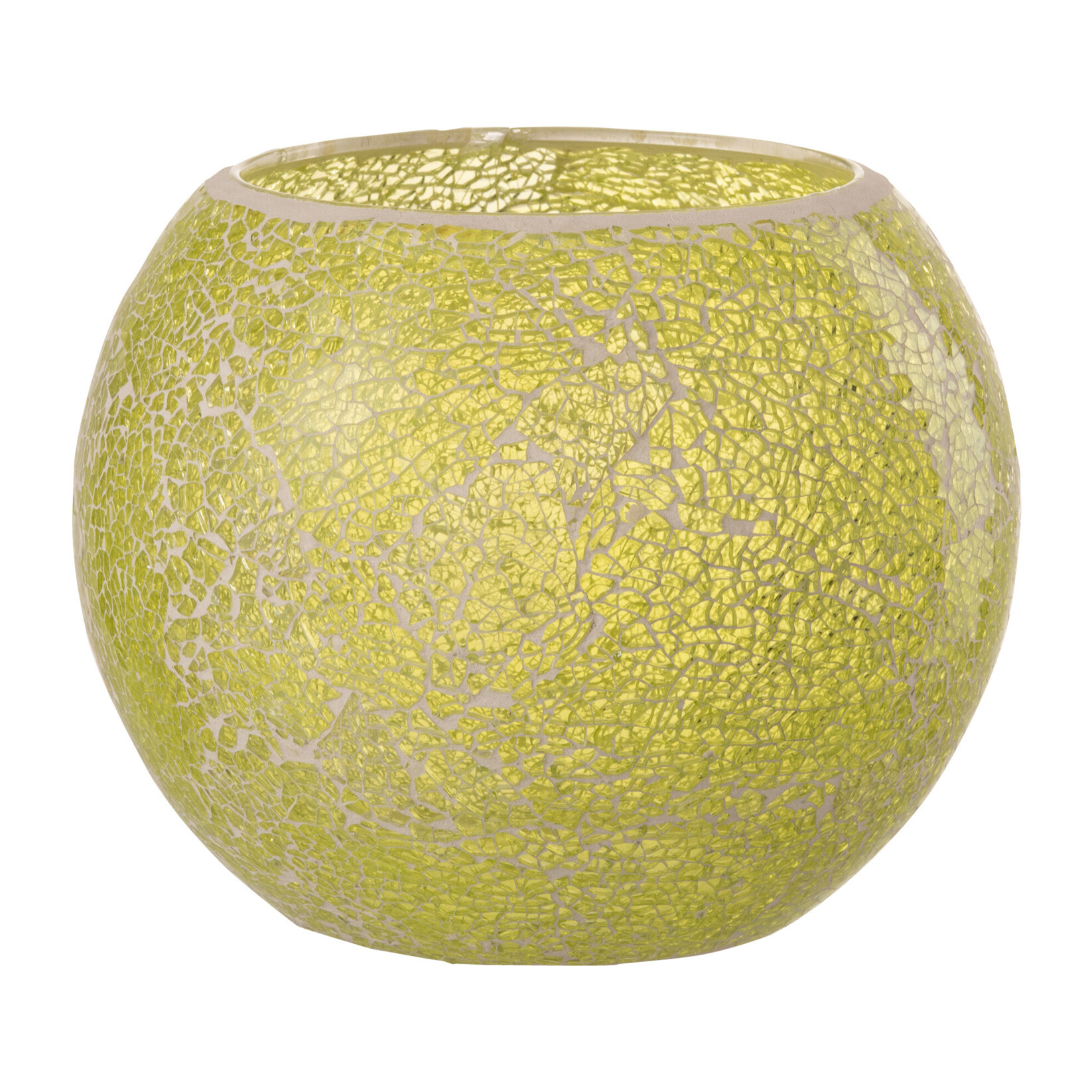 J-Line bougeoir Mozaiek Rond - verre - jaune - large