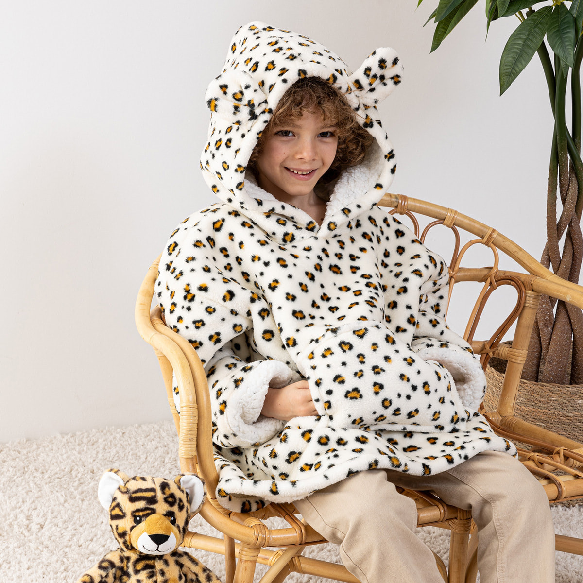 Plaid sweatshirt enfant Léopard Hiss jaune 3 à 10 ans