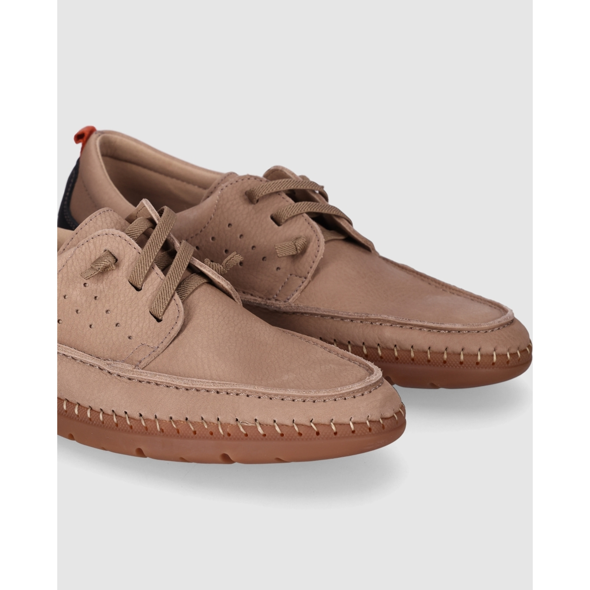 Zapatos de Piel - Taupe - Tacón: Bajo