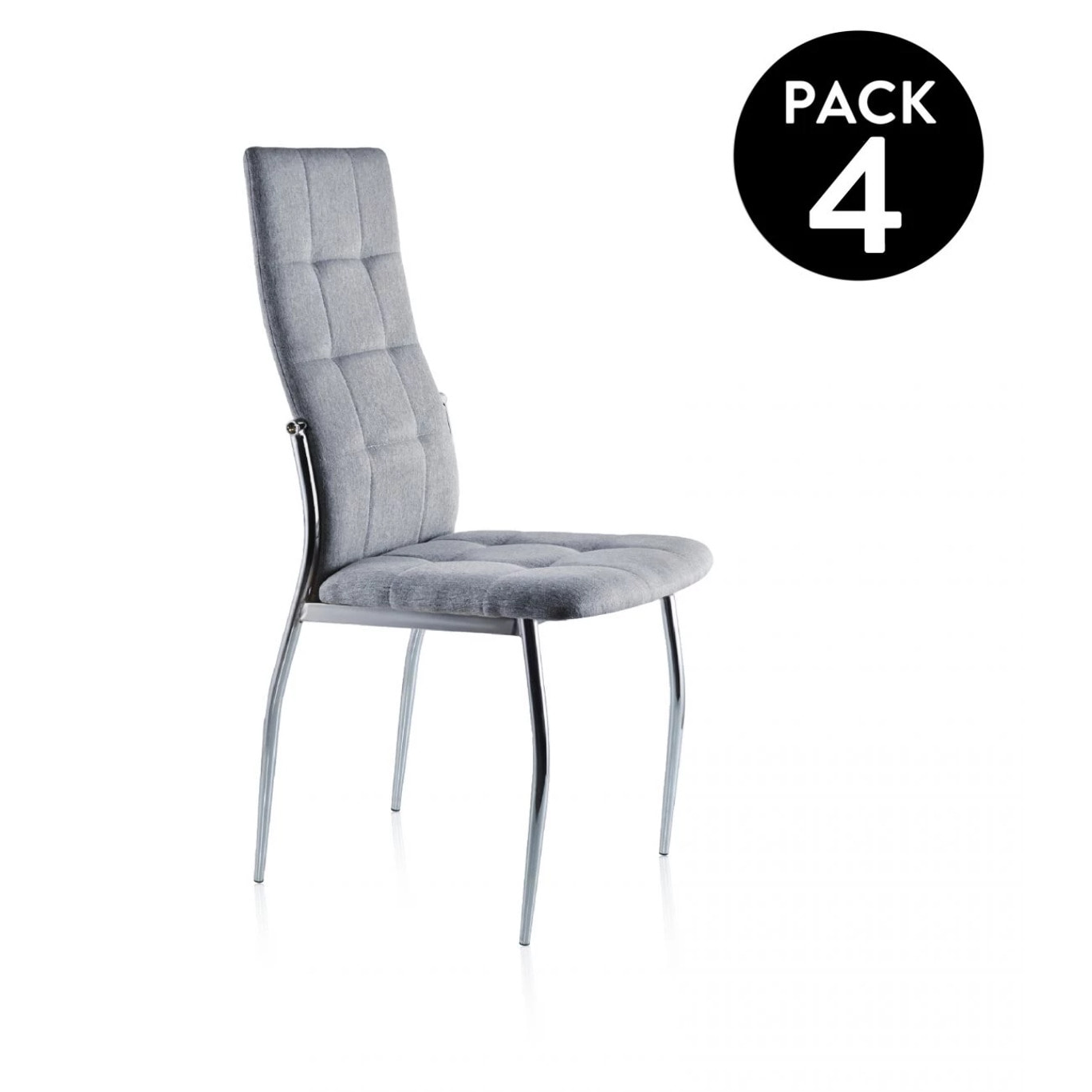 Pack 4 sillas de comedor en tejido gris 57x44 cm Diana Tejido - Gris