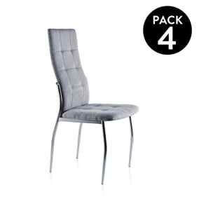 Pack 4 sillas de comedor en tejido gris 57x44 cm Diana Tejido - Gris