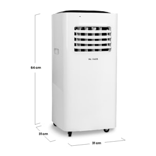 Aire acondicionado portátil frio 7000BTU, Clase A, 2000W, 4 en 1