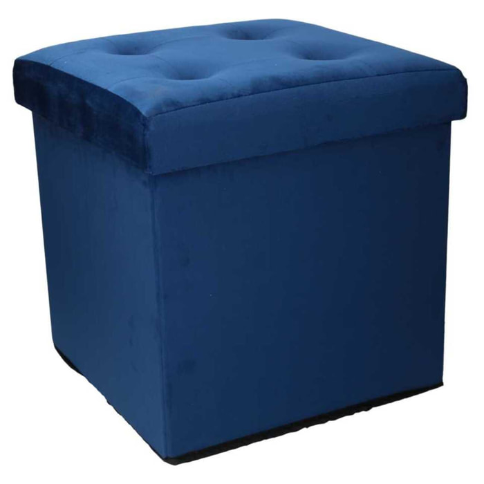 Pouf pieghevole Vacchetti in velluto blu cm38x38h38