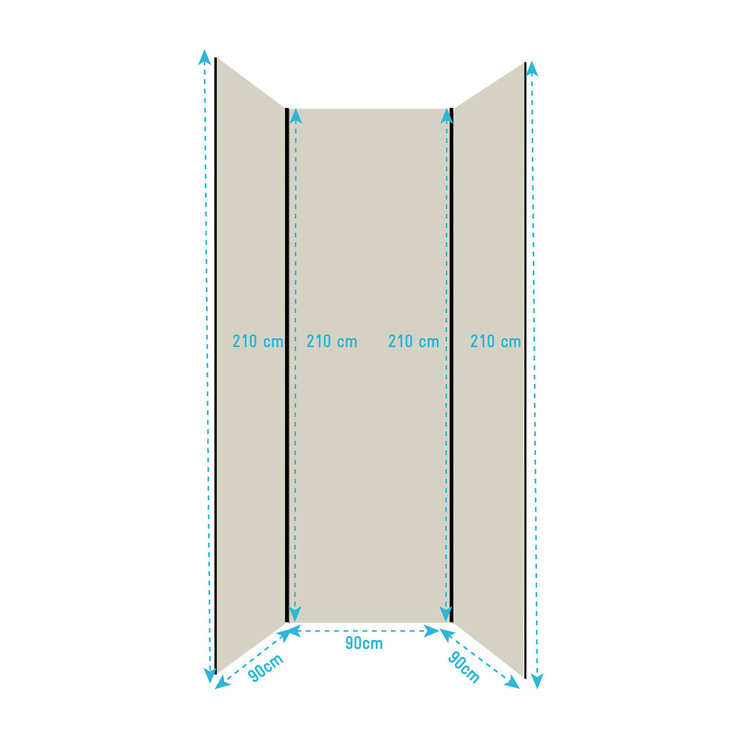 Pack de 3 Panneaux Muraux Aluminium Ivoire 90x210 cm avec Profilés Noirs - WALL'IT
