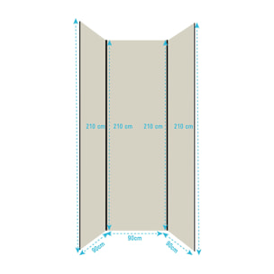 Pack de 3 Panneaux Muraux Aluminium Ivoire 90x210 cm avec Profilés Noirs - WALL'IT