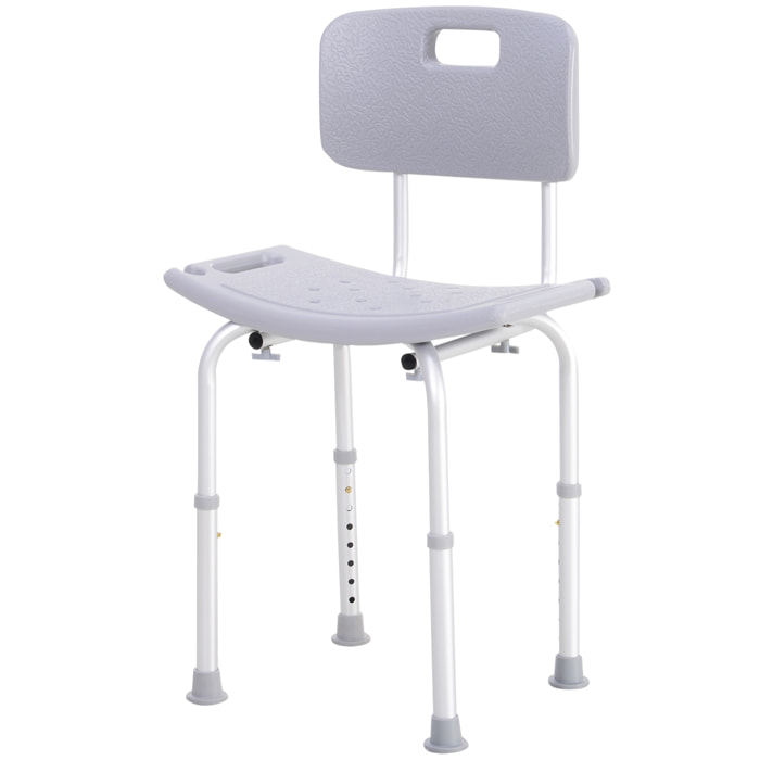 Silla de Ducha Taburete Baño Asiento con Respaldo Altura Regulable Gris NUEVO