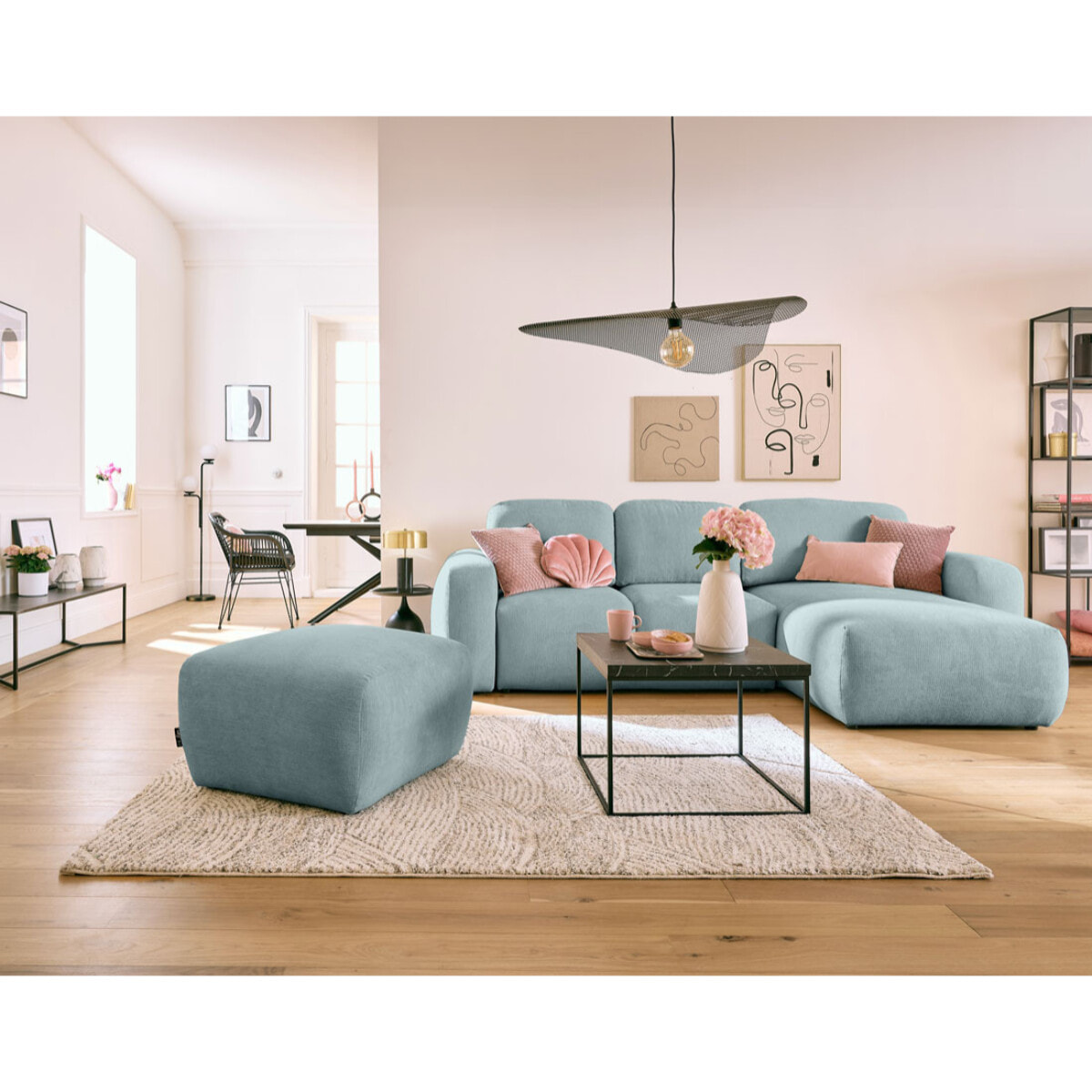 Sorrente - pouf - en tissu texturé - Bleu