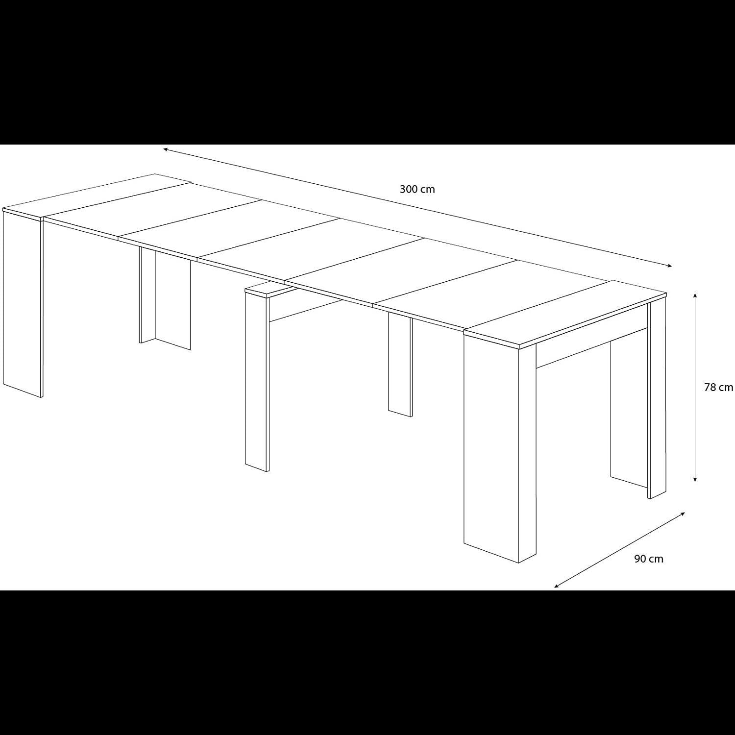 Tavolo Consolle Allungabile Oslo Plus Fino A 3 Metri Tavolo 14 Posti Salvaspazio Multiposizione Design Moderno Elegante 78x51x90 cm Bianco frassino