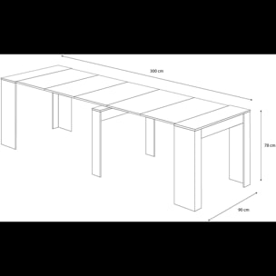 Tavolo Consolle Allungabile Oslo Plus Fino A 3 Metri Tavolo 14 Posti Salvaspazio Multiposizione Design Moderno Elegante 78x51x90 cm Bianco frassino