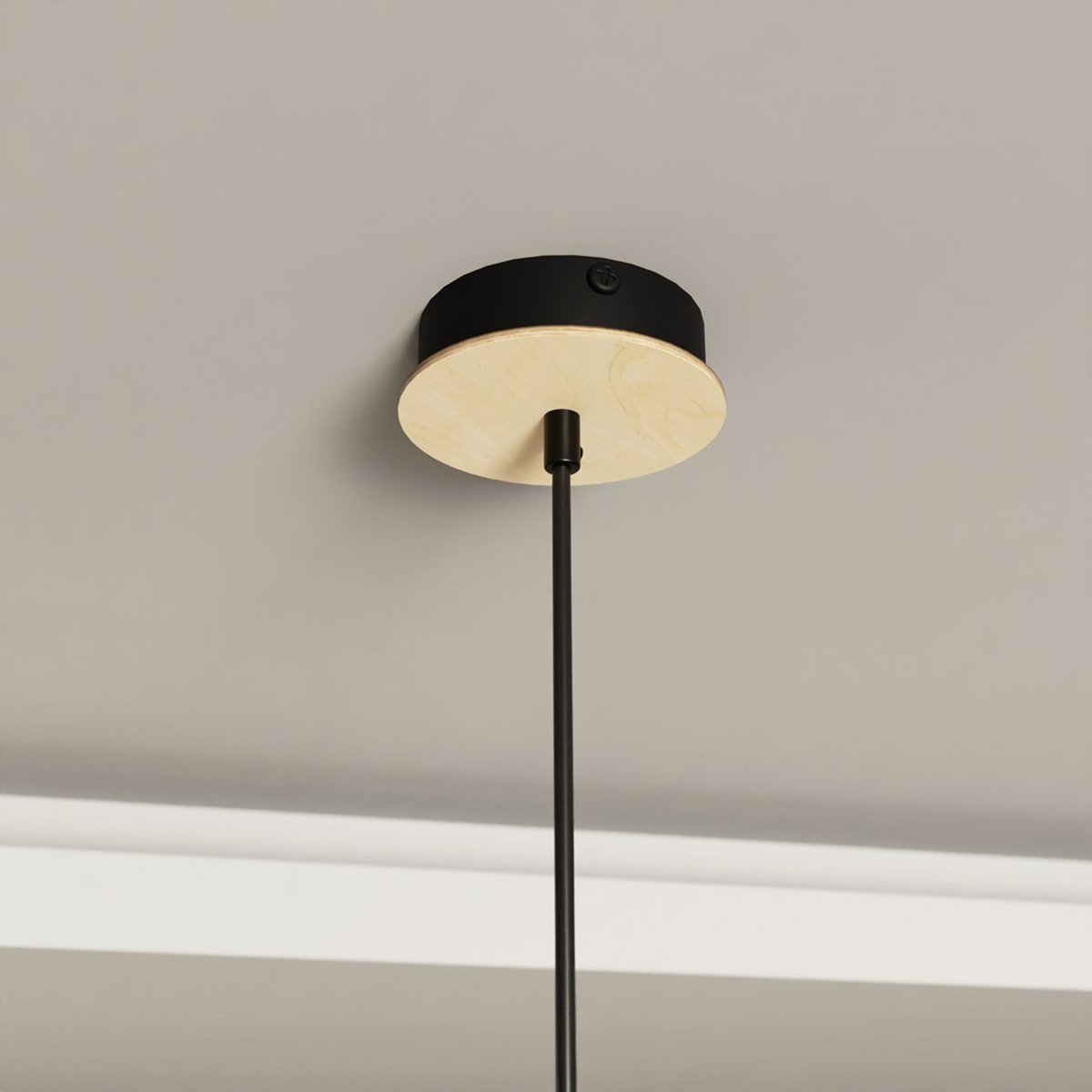 Lampada a sospensione KOBE in acciaio nero e legno naturale