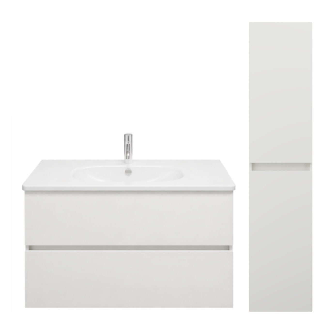 Pack meuble de salle de bain simple vasque Joline 100 cm blanc + colonne