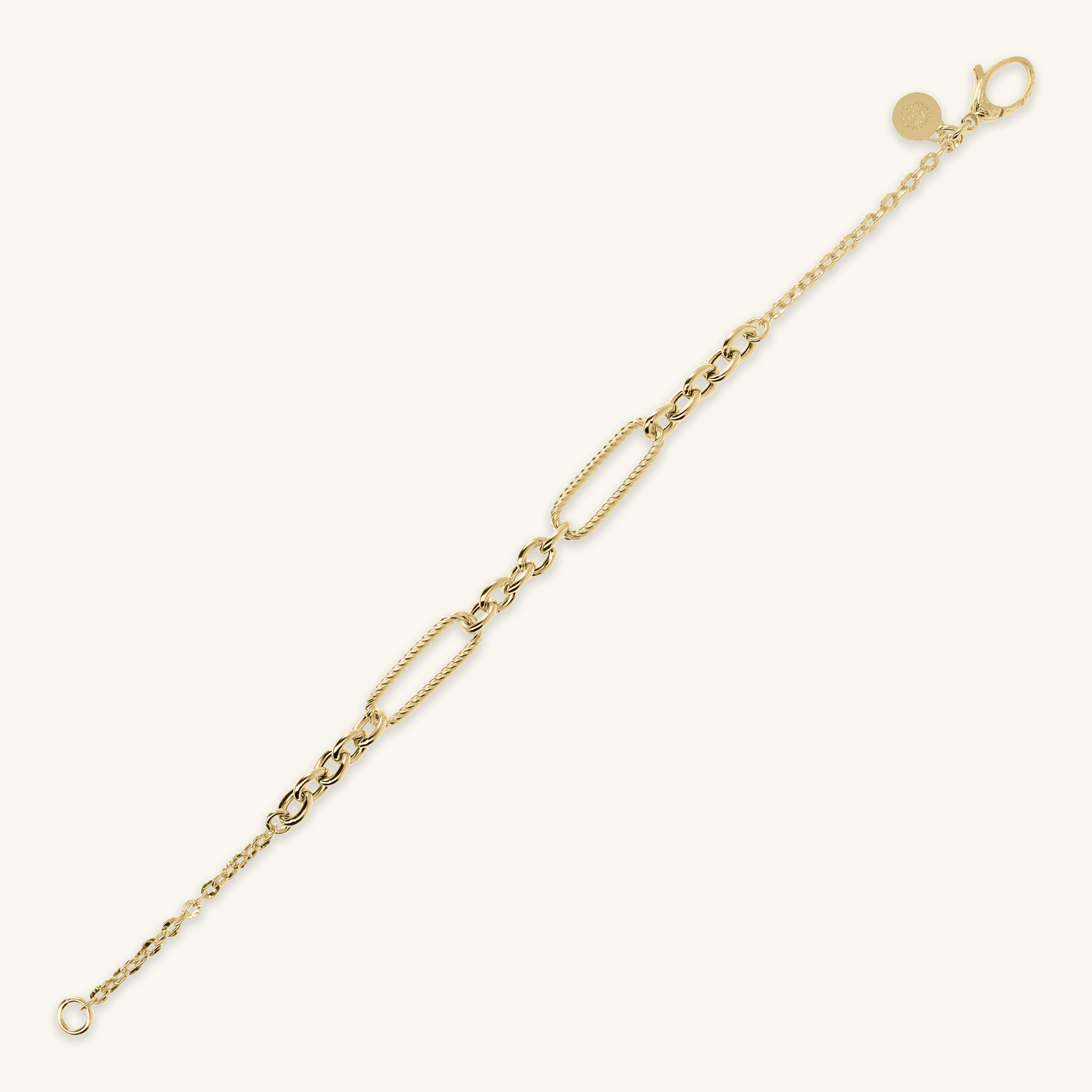 Bracciale Catena Rolo con Station di Maglie Alternate
