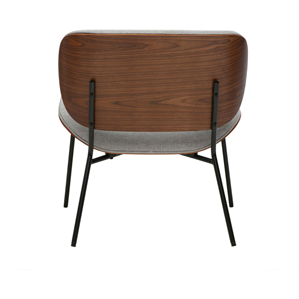 Fauteuil en tissu effet velours texturé gris et métal noir SHELBY