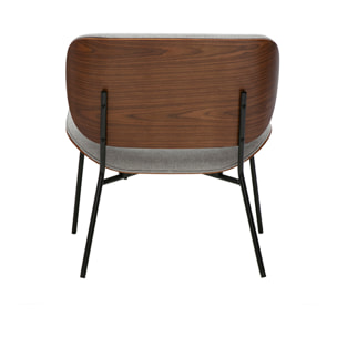 Fauteuil en tissu effet velours texturé gris et métal noir SHELBY