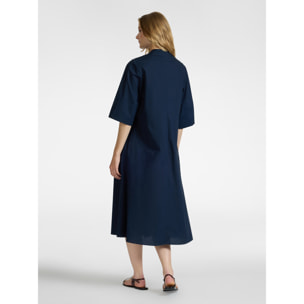 Elena Mirò - Vestido de corte relajado en algodón - Azul