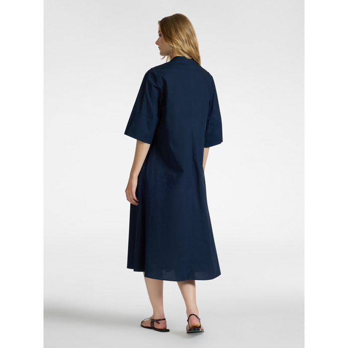 Elena Mirò - Vestido de corte relajado en algodón - Azul
