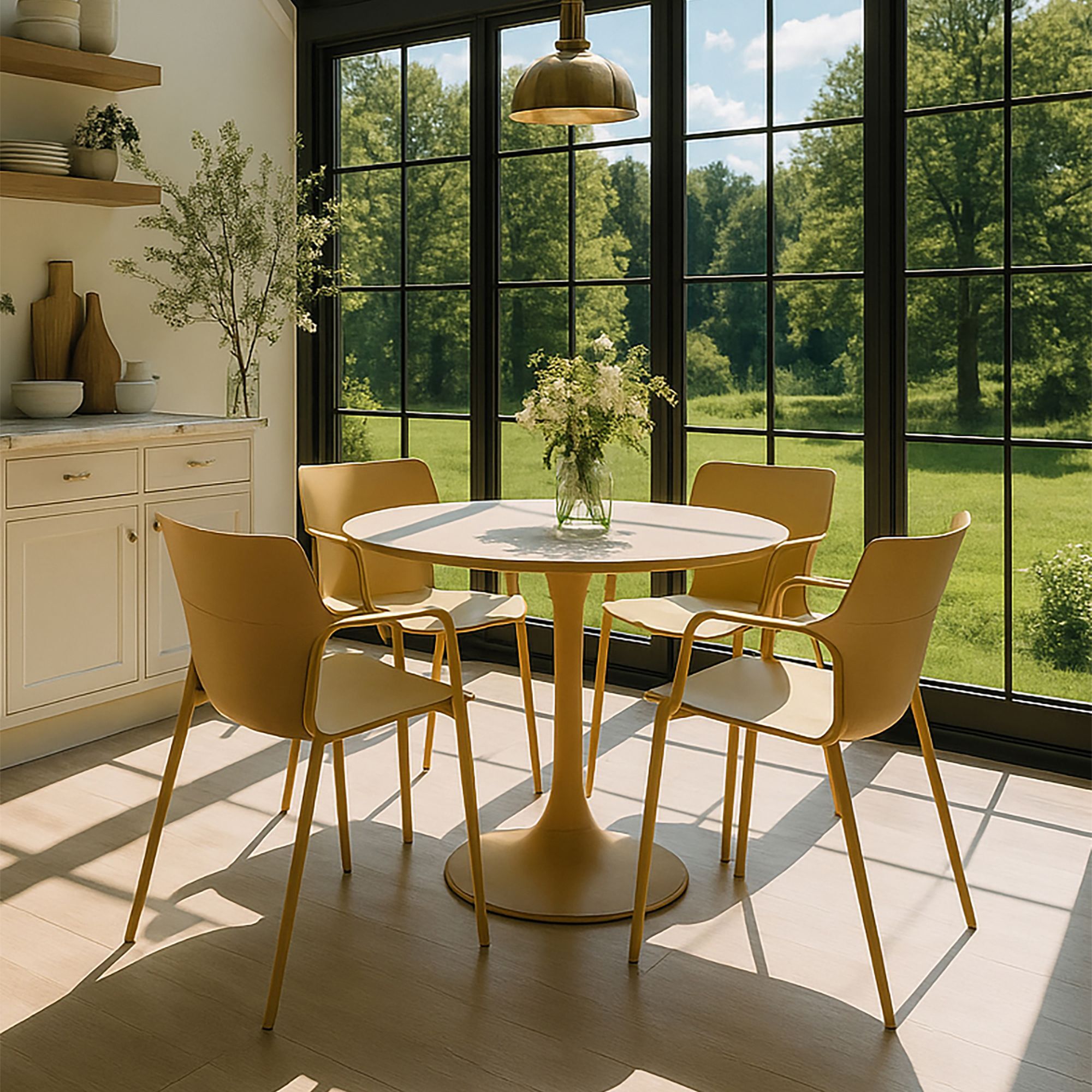 Lot de 4 fauteuils de table en polypropylène et métal ocre MONTAUK
