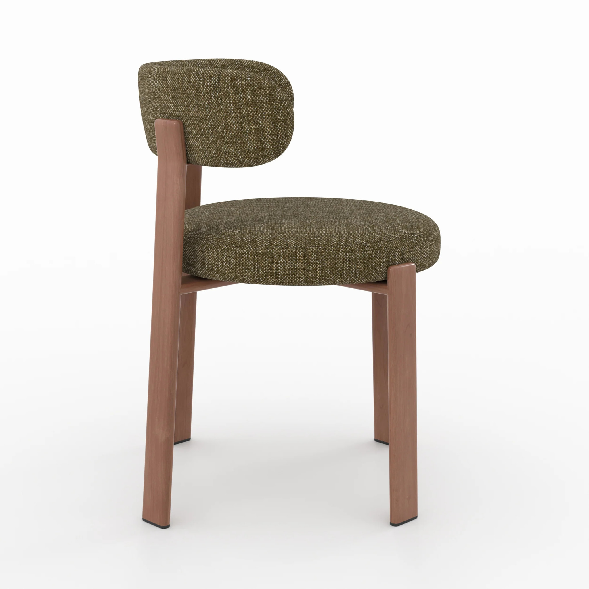 Lot de 2 chaises en tissu texturé vert kaki, pieds en métal - Aura