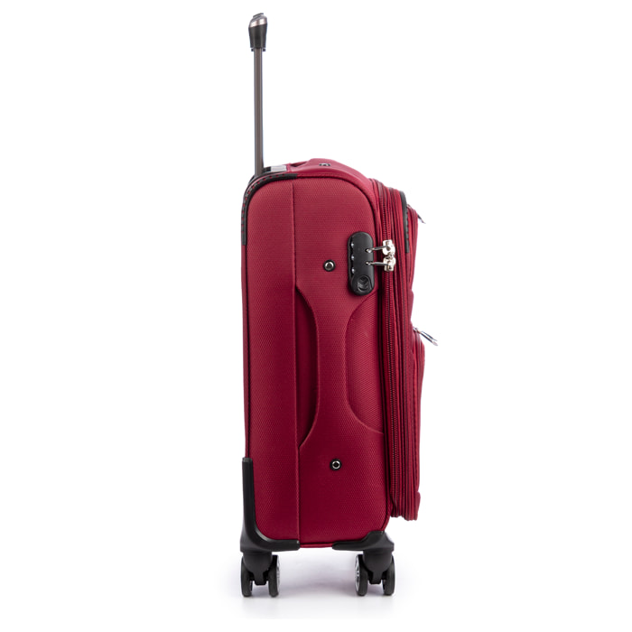 Juego de 3 maletas Trolley extensibles de tela, semirrígidas. Cerradura numérica, 4 ruedas giratorias 360°.