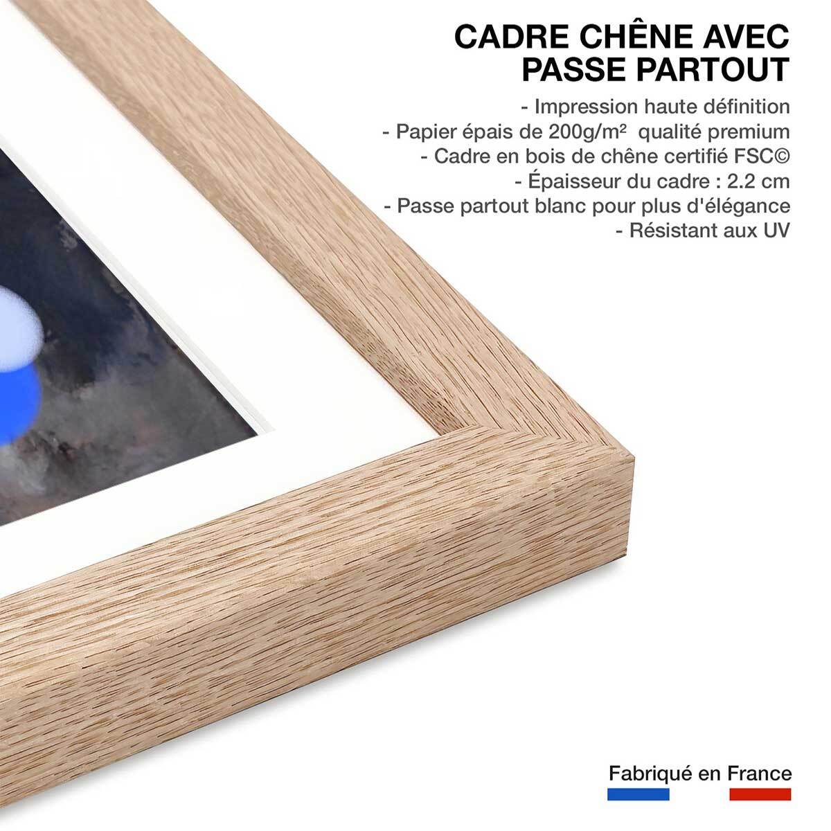 Affiche  circle yellow blue Affiche sous cadre bois