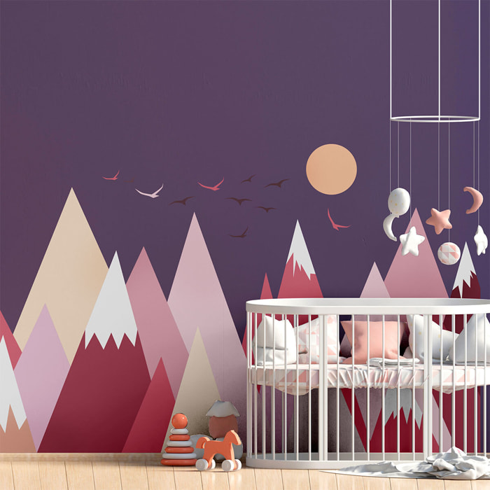 Stickers muraux enfants - Décoration chambre bébé - Autocollant Sticker mural géant enfant montagnes scandinaves PERINEKA