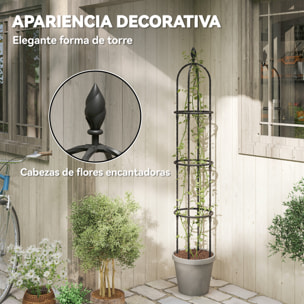 Juego de 2 Obeliscos de Jardín de Acero, 1,74 m, Enrejados para Plantas Trepadoras, Rosas, Frutas, Verduras, Soportes Decorativos para Exterior, Patio, Terraza, Negro