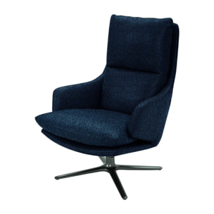 Poltrona girevole NEW ARLEY in tessuto blu notte e base in metallo
