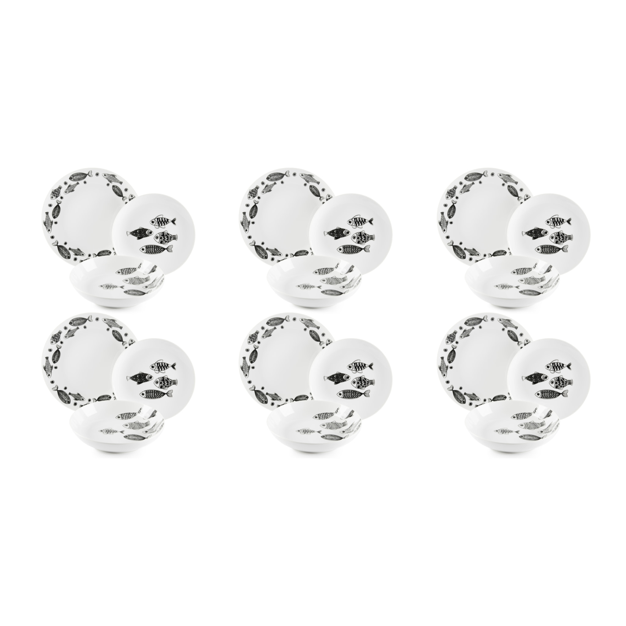 Service de table 18 pièces Excelsa – Black Sea, Porcelaine Blanc