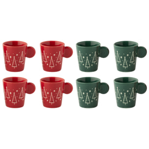 J-Line tasse Noël - céramique - rouge/vert - boîte de 4