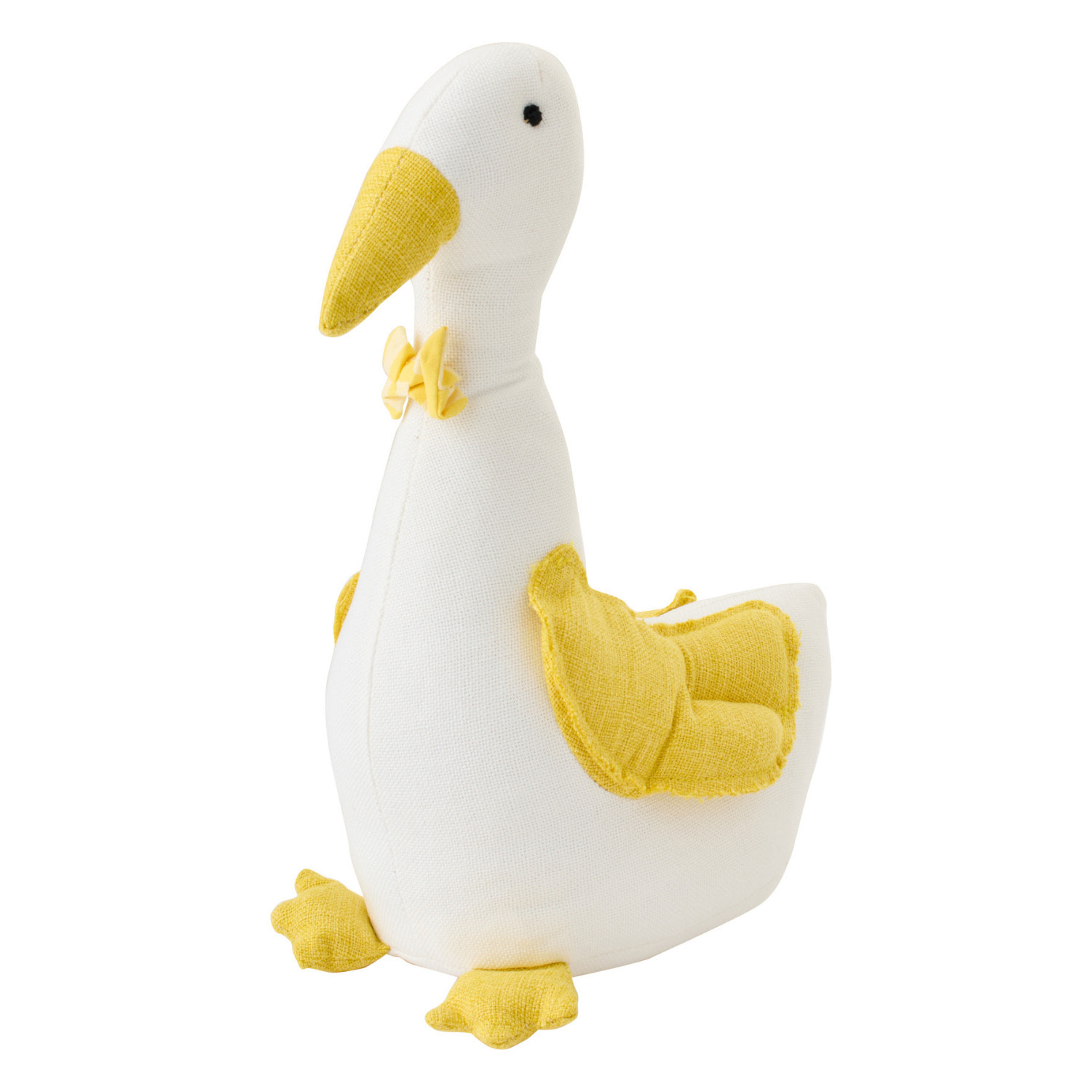 J-Line Cale-porte Canard + Noeud Papillon - polyester - blanc/jaune