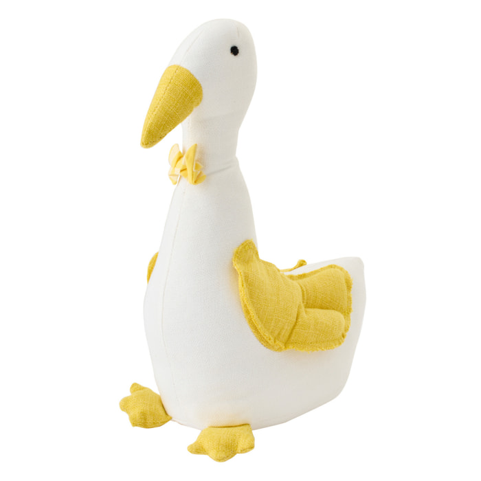 J-Line Cale-porte Canard + Noeud Papillon - polyester - blanc/jaune