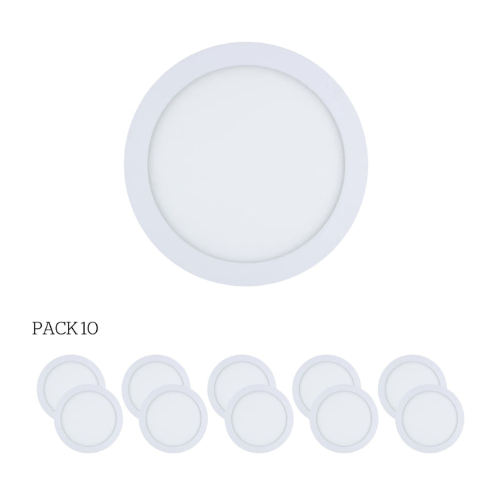 Forlight Easy Circular - 10 Downlights con LED integrado 6000K para iluminar hacia abajo ON/OFF ø30cm Color Blanco