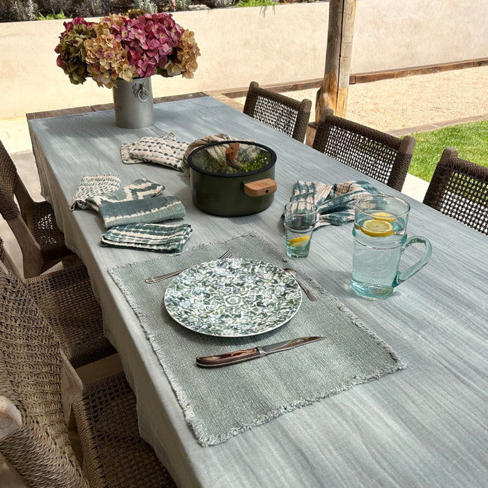 Lot de 4 sets de table avec franges céladon ANOKI