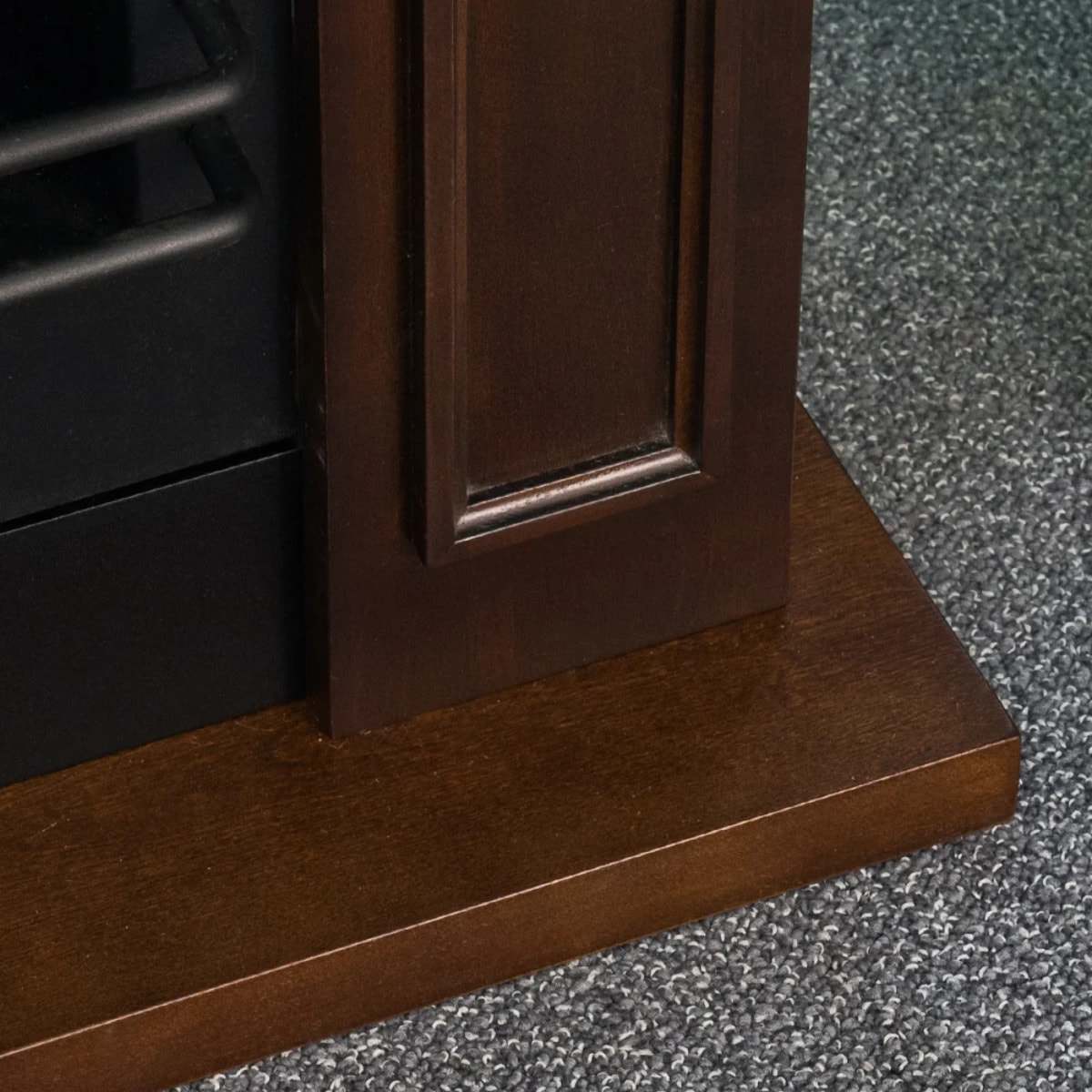 Jefferson - Camino Elettrico da Terra con Effetto Fiamma 89,5x90,5x28 cm in Legno Noce