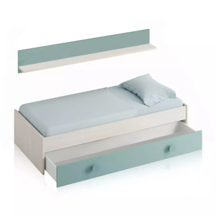 Cama doble juvenil Yuki Blanco Alpes - Verde Acqua